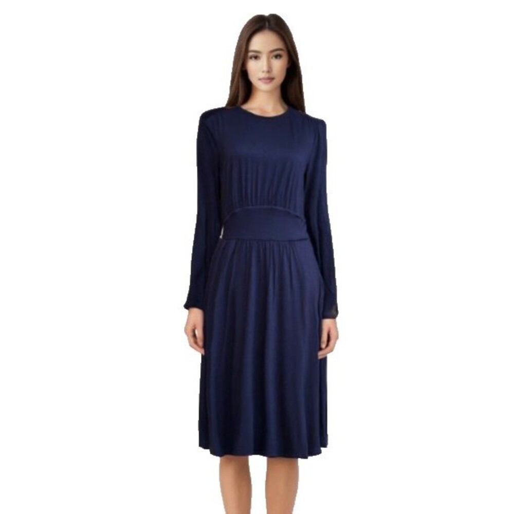 Boden Dress Women's Size 16 R Blue Long Sleeve Teach Casual Work Stretch Pockets